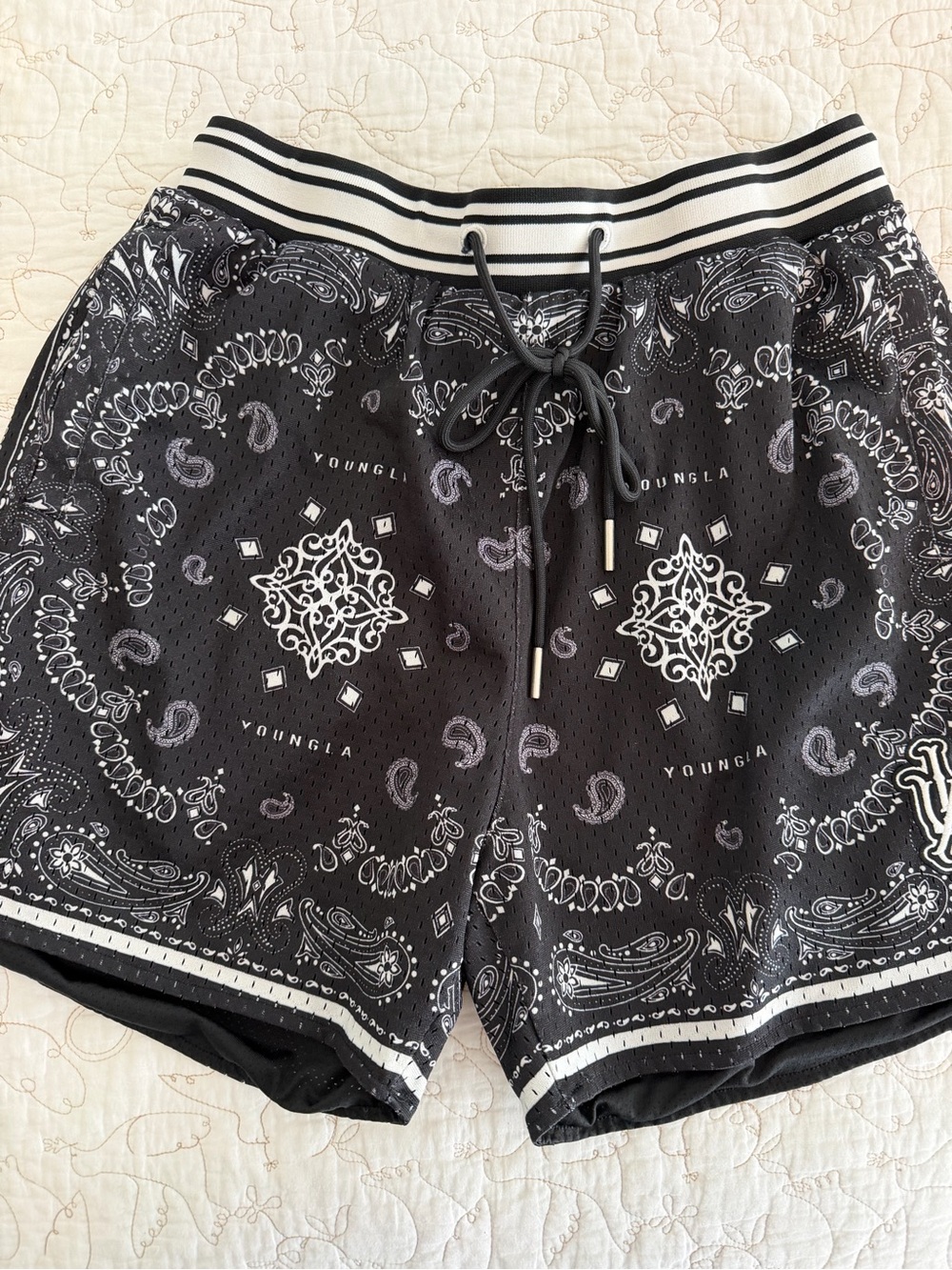 YoungLA Bandana Print Shorts - Black & Blue - Picture 2 of 5
